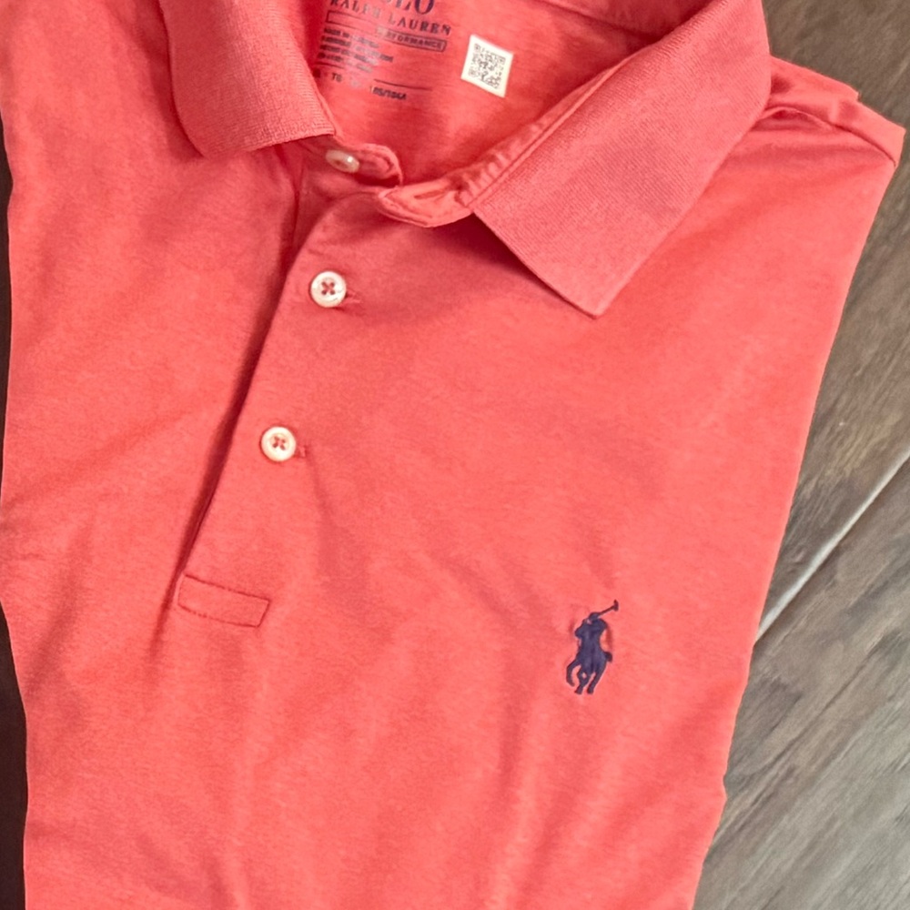 Men’s POLO Ralph Lauren Performance Short Sleeve Collared Shirt - XL Salmon